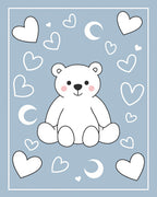 Sweet Bear Hearts and Moons Rug