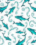 Aqua Shark Swirl Aquatic Scene Rug