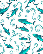 Aqua Shark Swirl Aquatic Scene Rug