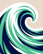 Bold Teal Blue Spiral Wave Rug