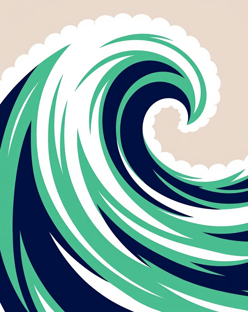 Bold Teal Blue Spiral Wave Rug