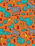 Fun Safari Animals and Numbers Orange Rug