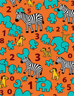 Fun Safari Animals and Numbers Orange Rug