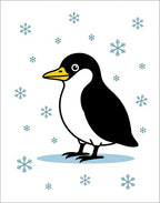 Cute Penguin Snowfall Circle Rug