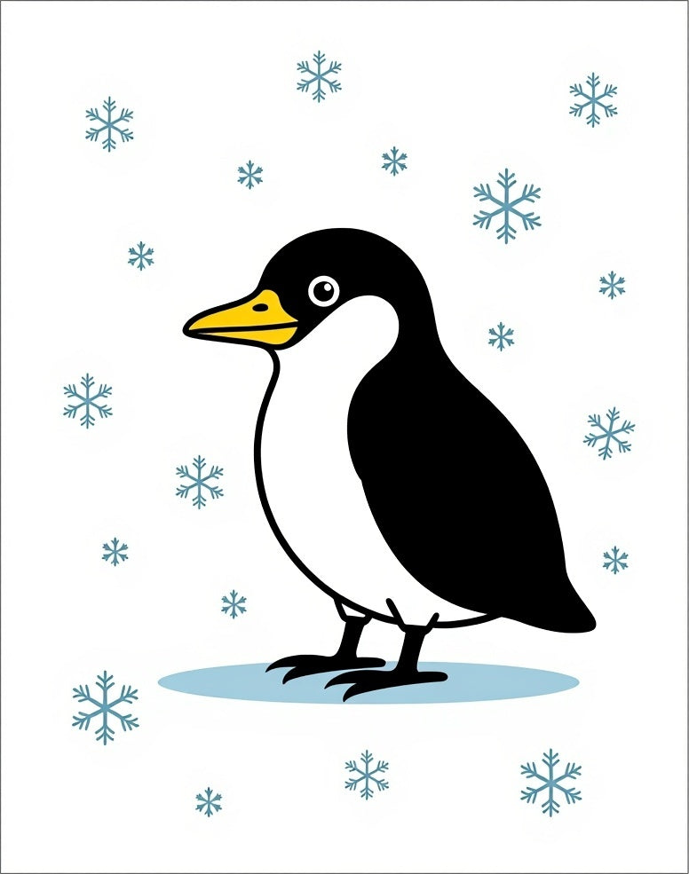 Cute Penguin Snowfall Circle Rug
