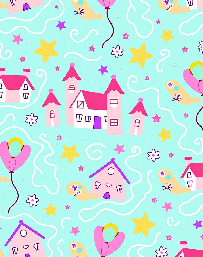 Pink Pastel Castle Whimsical Star Rug