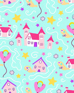 Pink Pastel Castle Whimsical Star Rug