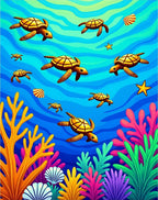 Vibrant Sea Turtle Coral Reef Wonderland Rug