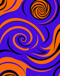 Vibrant Swirls in Purple Orange Rug