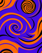 Vibrant Swirls in Purple Orange Rug