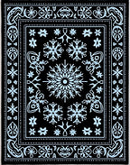 Winter Snowflake Medallion Black Rug