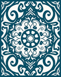 Deep Teal Scrollwork Medallion Rug