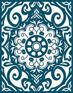 Deep Teal Scrollwork Medallion Rug