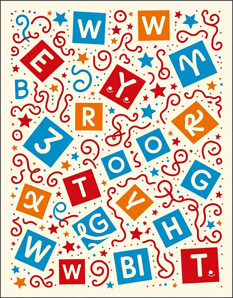 Red Blue Orange Alphabet Celebration Rug