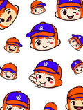 Playful Orange Blue Cartoon Faces Rug