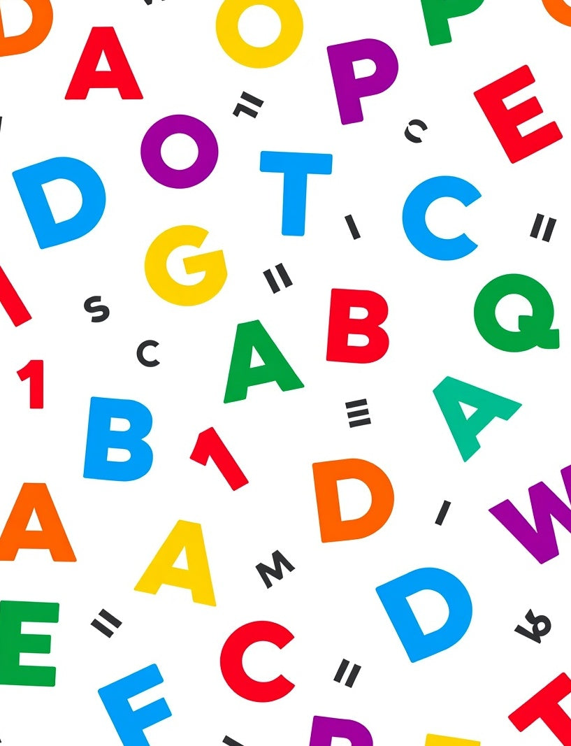 Colorful Alphabet Scattered Art Rug