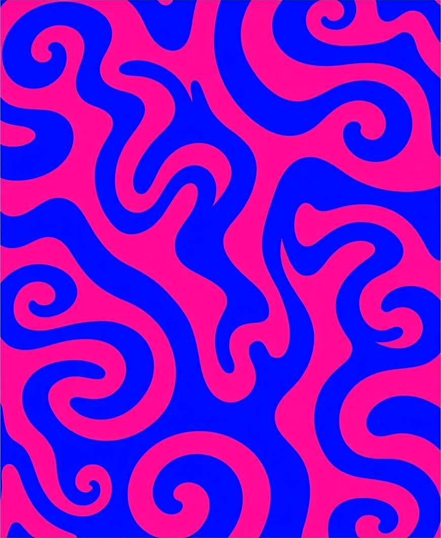 Bright Pink Blue Swirl Abstract Rug