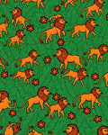 Orange Lion Jungle Foliage Scene Rug