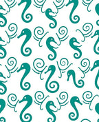 Teal Seahorse Swirl Graphic Rug