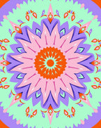 Vibrant Orange Pink Mandala Medallion Rug