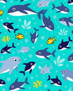 Teal Water Sea Creature Friends Rug