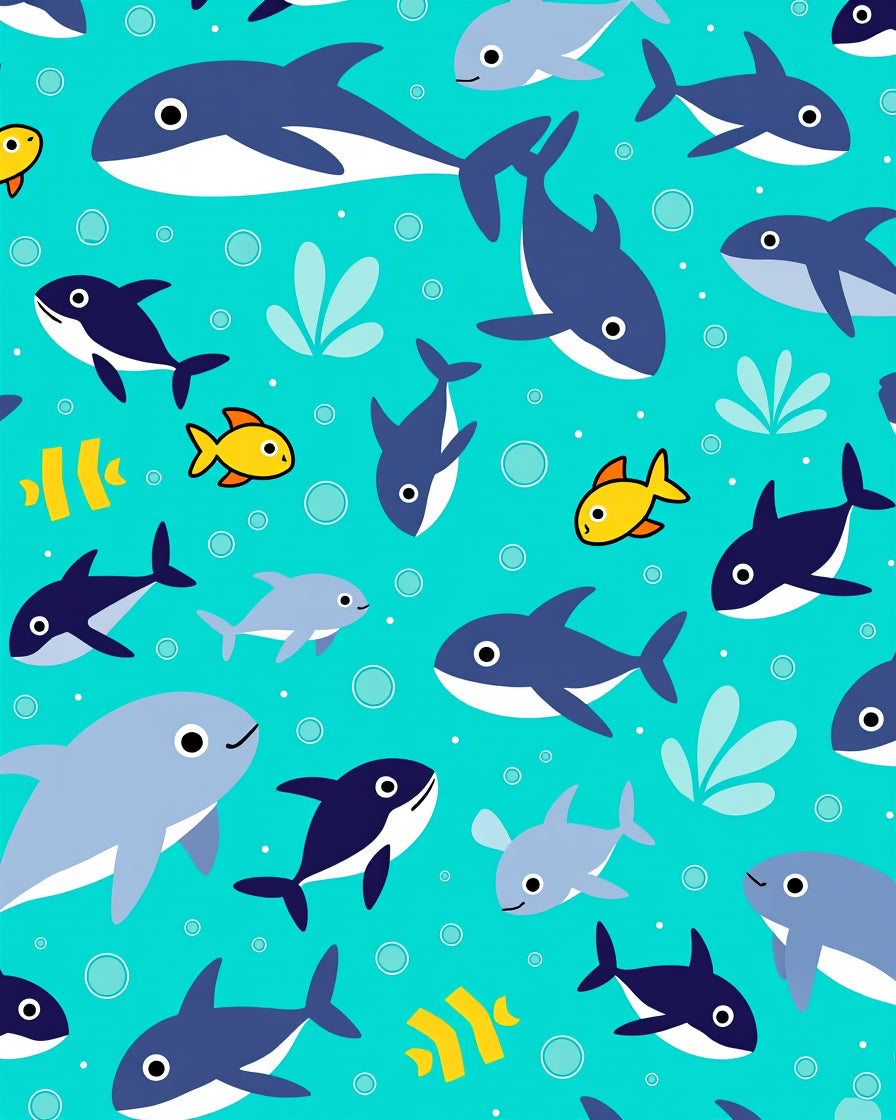 Teal Water Sea Creature Friends Rug