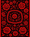 Red Skull Flower Garden Rug