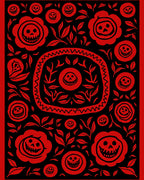Red Skull Flower Garden Rug