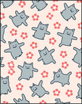 Playful Gray Cats Coral Blooms Rug