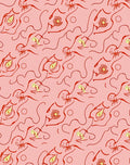 Whimsical Red Figures Pink Abstract Rug