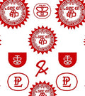 Red Circular Emblem and Symbol Rug