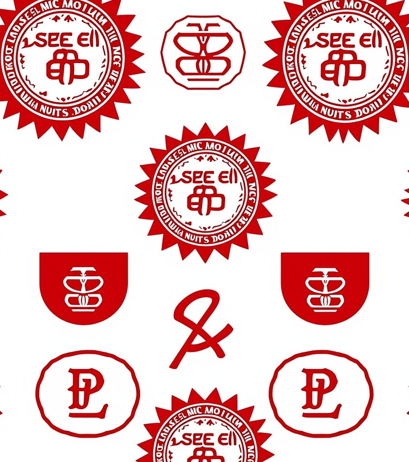 Red Circular Emblem and Symbol Rug