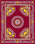 Crimson Yellow Sunburst Geometric Rug