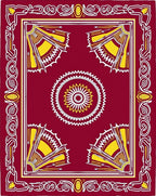 Crimson Yellow Sunburst Geometric Rug