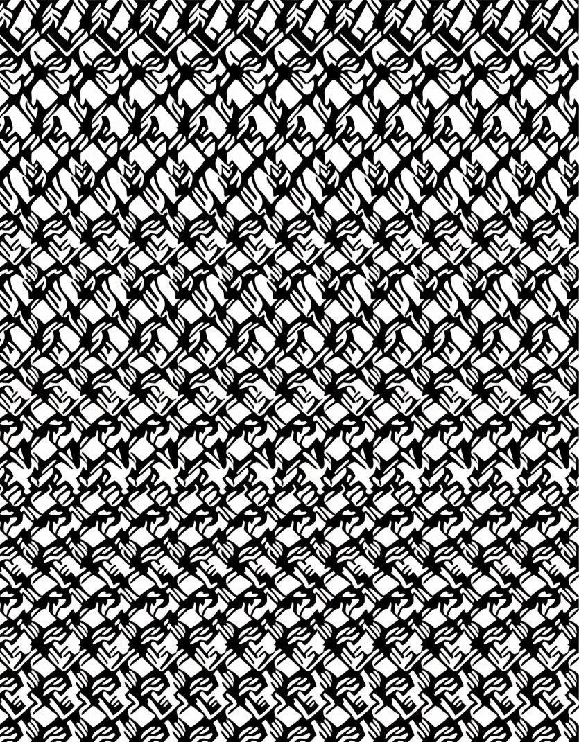 Bold Black Interlocking Abstract Squares Rug