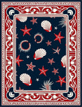 Navy Red White Seashell Starfish Charm Rug