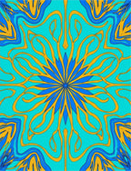 Turquoise Blue Golden Art Nouveau Bloom Rug
