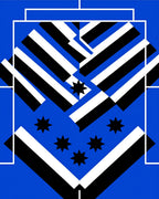 Bold Blue Geometric Stripe Star Rug