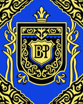 Royal Blue Yellow Crested Emblem Rug