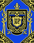 Royal Blue Yellow Crested Emblem Rug