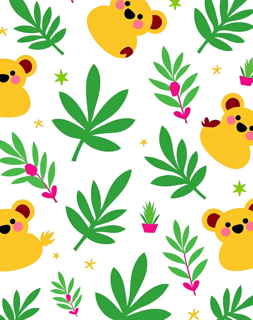 Whimsical Yellow Koala Jungle Creatures Rug