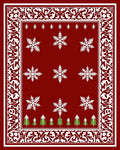 Crimson Snowflakes Evergreen Forest Border Rug