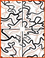 Bold Orange Black Wavy Abstract Rug