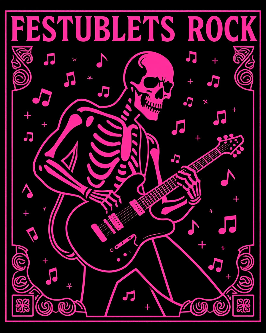 Electric Pink Skeleton Guitar Player Rug
