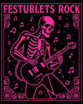 Electric Pink Skeleton Guitar Player Rug