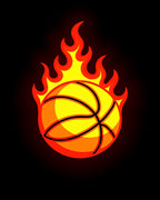 Fiery Basketball Graphic Rug