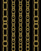 Golden Interlocking Chain Columns Rug