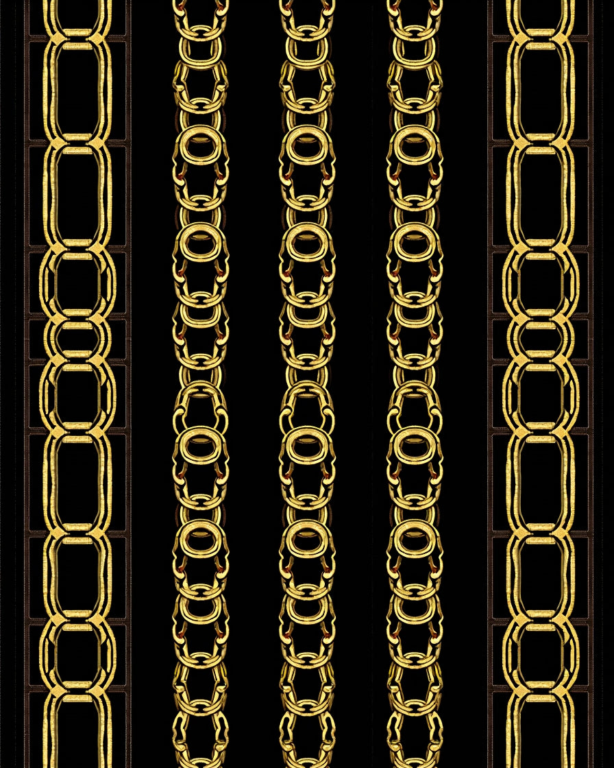 Golden Interlocking Chain Columns Rug