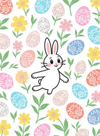 Charming Bunny Easter Egg Floral Rug