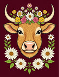 Whimsical Highland Cow Floral Wreath Rug